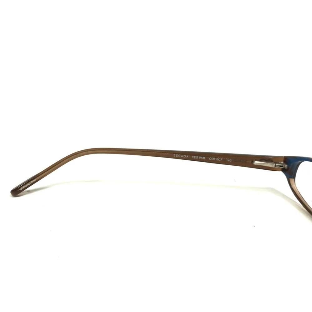 ESCADA Eyeglasses Frames VES 018L COL.6CF Clear Brown Blue Oval Logos 52-15-140